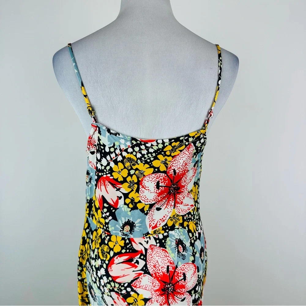 Anthropologie Elyse Floral Byas Cut Slip Dress Side Slit Midi Dress Size XS - Picture 10 of 12